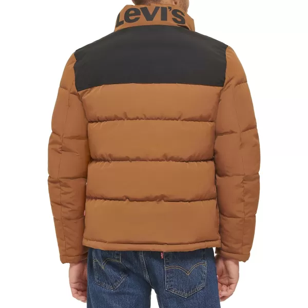 Levis Mens Arctic Cloth Retro Bubble Puffer JacketBrownBlack Tonal Logo