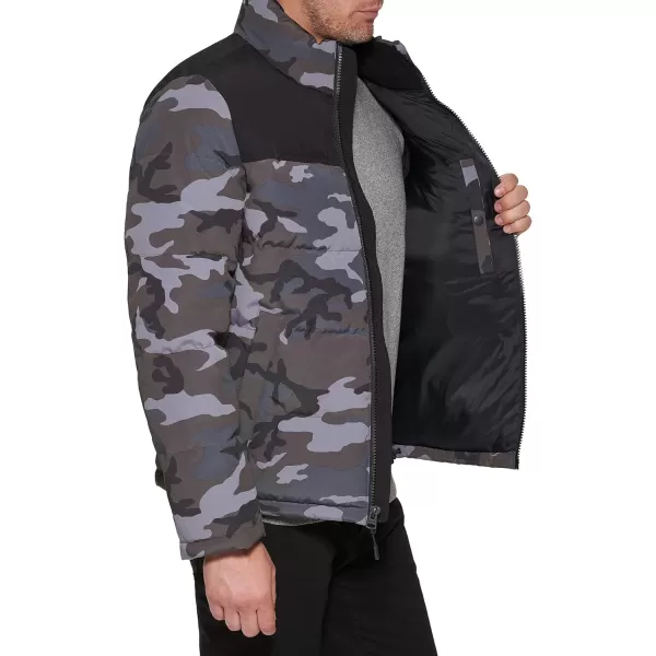 Levis Mens Arctic Cloth Retro Bubble Puffer JacketGrey CamouflageBlack