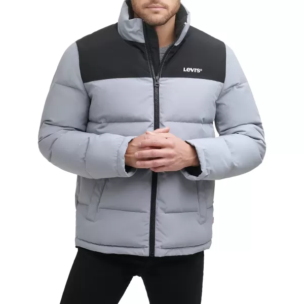 Levis Mens Arctic Cloth Retro Bubble Puffer JacketLight GreyBlack