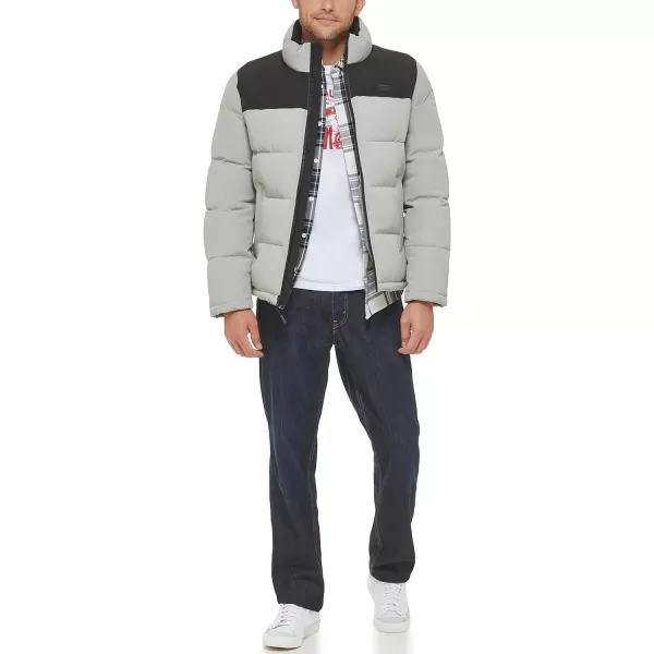 Levis Mens Arctic Cloth Retro Bubble Puffer JacketLight GreyBlack Tonal Logo