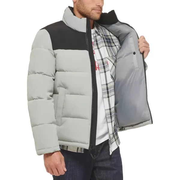 Levis Mens Arctic Cloth Retro Bubble Puffer JacketLight GreyBlack Tonal Logo