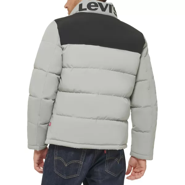 Levis Mens Arctic Cloth Retro Bubble Puffer JacketLight GreyBlack Tonal Logo