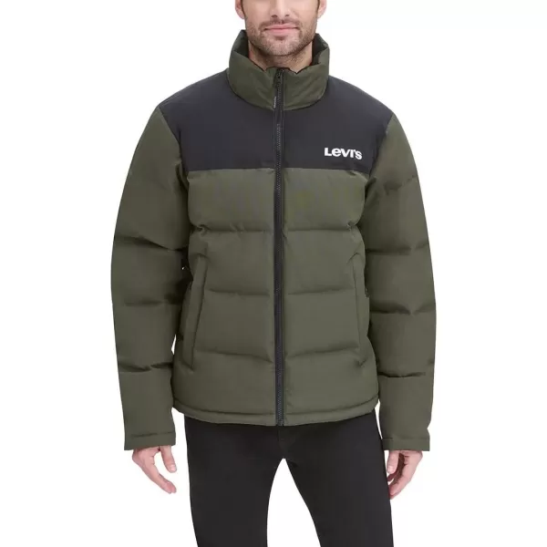 Levis Mens Arctic Cloth Retro Bubble Puffer JacketOlive Black