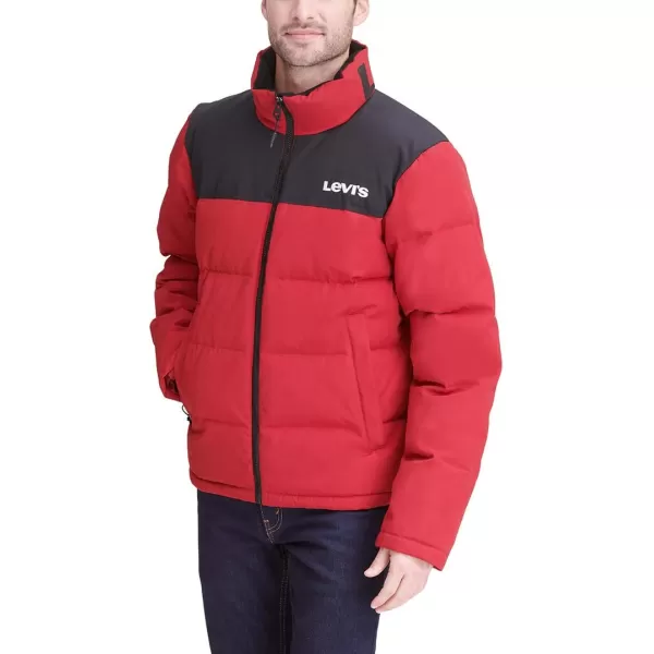 Levis Mens Arctic Cloth Retro Bubble Puffer JacketRed Black