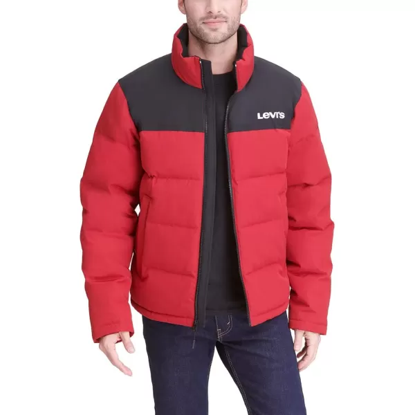 Levis Mens Arctic Cloth Retro Bubble Puffer JacketRed Black