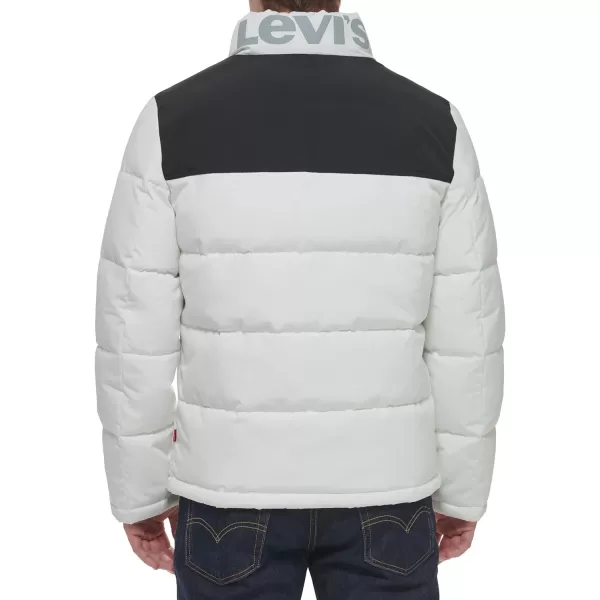 Levis Mens Arctic Cloth Retro Bubble Puffer JacketWhiteBlack Tonal Logo