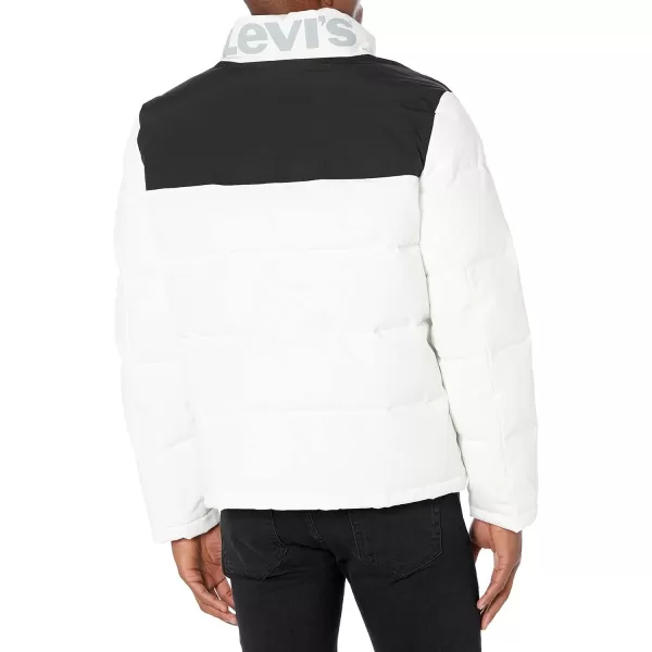 Levis Mens Arctic Cloth Retro Bubble Puffer JacketWhiteBlack Tonal Logo