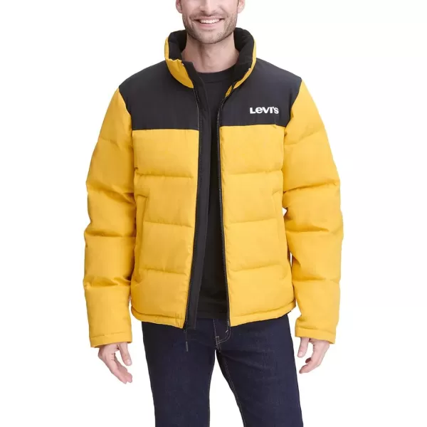 Levis Mens Arctic Cloth Retro Bubble Puffer JacketYellow Black