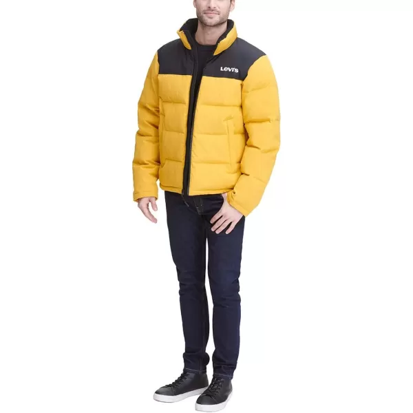 Levis Mens Arctic Cloth Retro Bubble Puffer JacketYellow Black