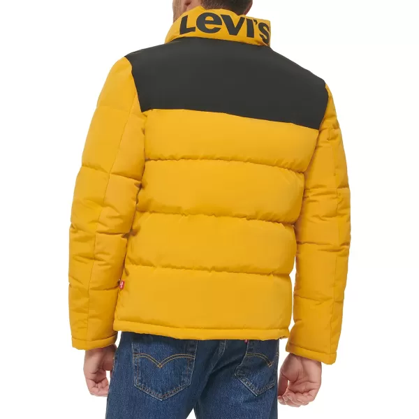 Levis Mens Arctic Cloth Retro Bubble Puffer JacketYellowBlack Tonal Logo