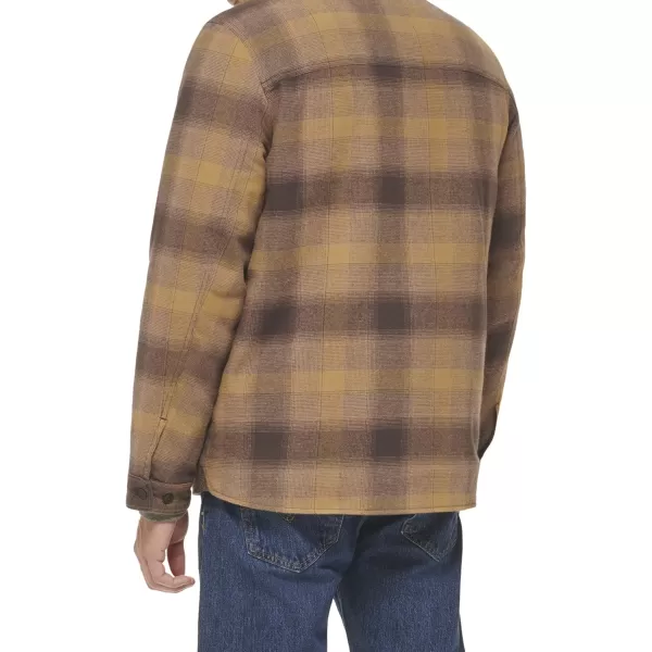 Levis Mens Classic Shirt JacketBrownTanDark Brown Plaid