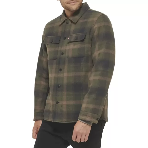 Levis Mens Classic Shirt JacketGreen Ombre Plaid