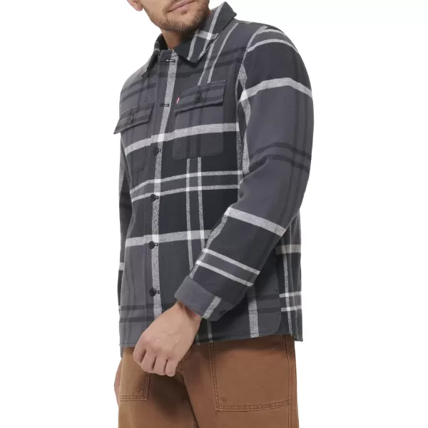 Levis Mens Classic Shirt JacketGreyCharcoal Plaid