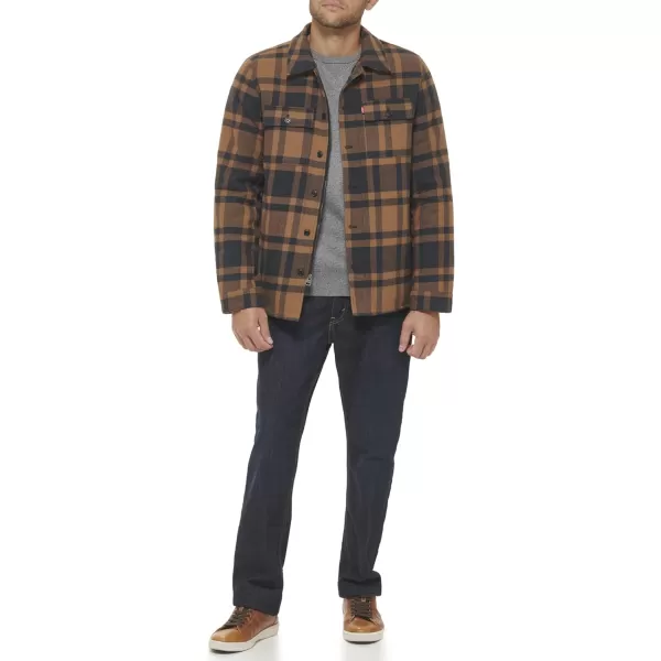 Levis Mens Classic Shirt JacketWorker BrownCharcoal Plaid