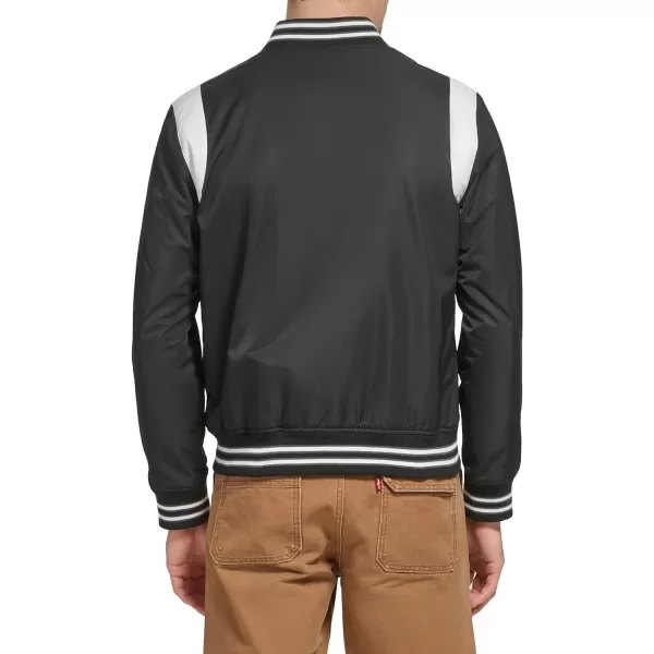 Levis Mens Colorblock Varsity Bomber JacketBlack Racer Stripe