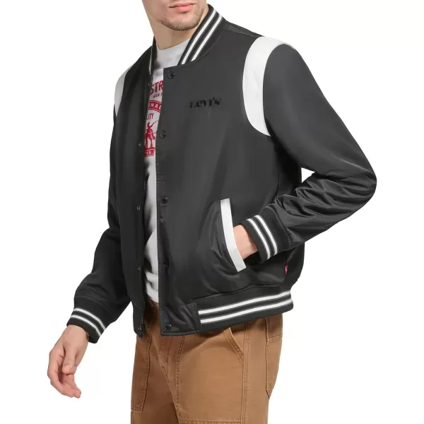 Levis Mens Colorblock Varsity Bomber JacketBlack Racer Stripe