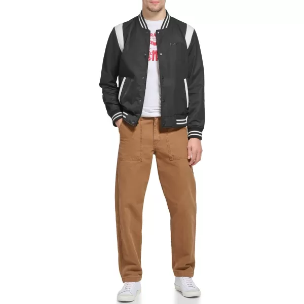 Levis Mens Colorblock Varsity Bomber JacketBlack Racer Stripe