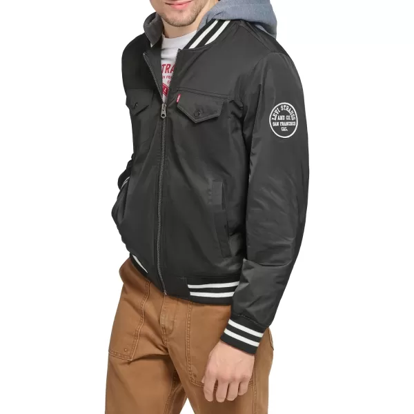 Levis Mens Colorblock Varsity Bomber JacketBlack W Hood