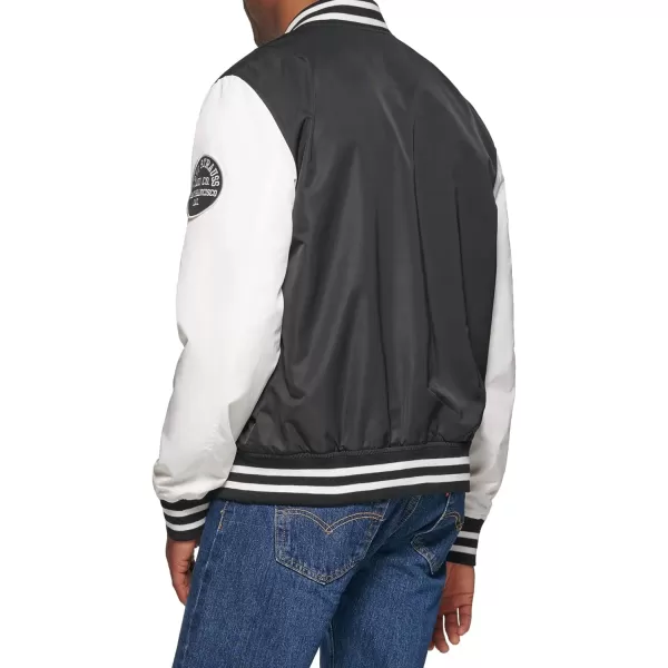 Levis Mens Colorblock Varsity Bomber JacketBlackWhite