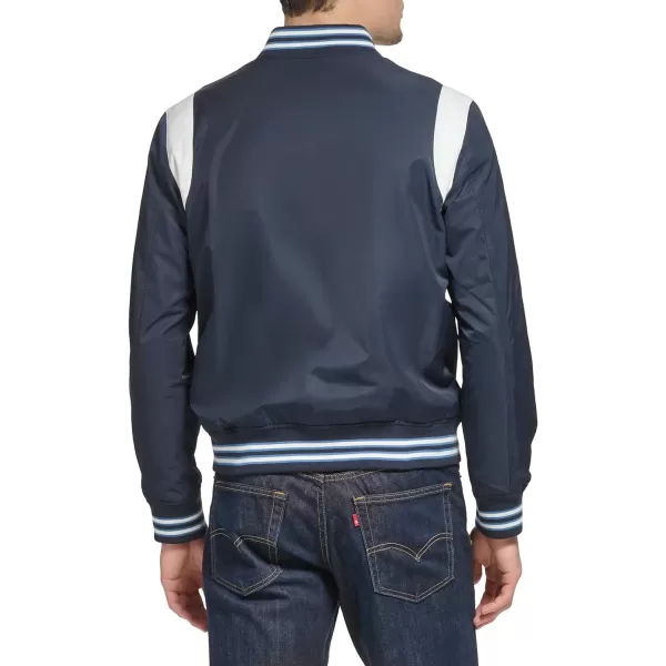 Levis Mens Colorblock Varsity Bomber JacketNavy Racer Stripe