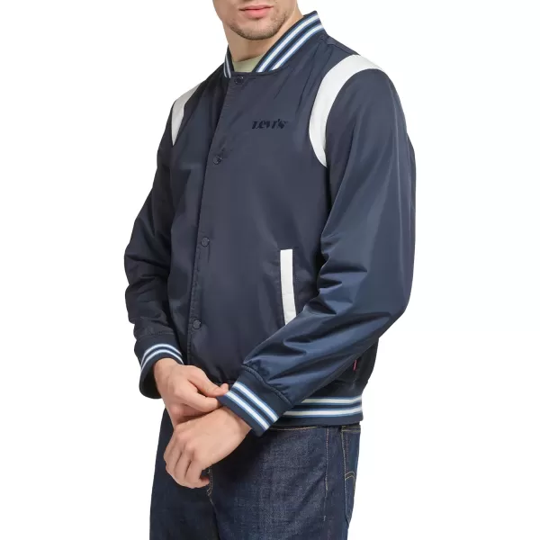 Levis Mens Colorblock Varsity Bomber JacketNavy Racer Stripe