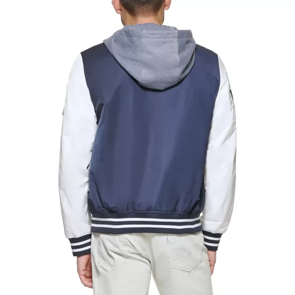 Levis Mens Colorblock Varsity Bomber JacketNavy W Hood