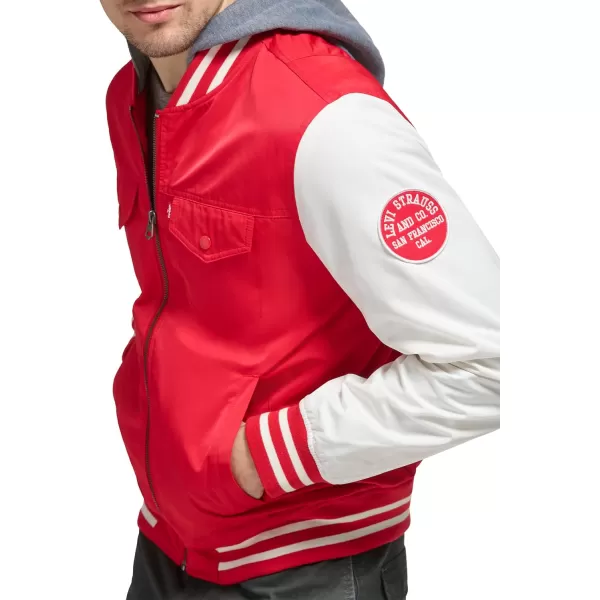 Levis Mens Colorblock Varsity Bomber JacketRed Jocket