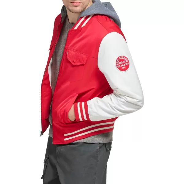 Levis Mens Colorblock Varsity Bomber JacketRed Jocket