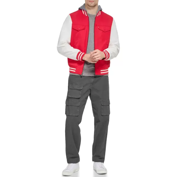 Levis Mens Colorblock Varsity Bomber JacketRed Jocket