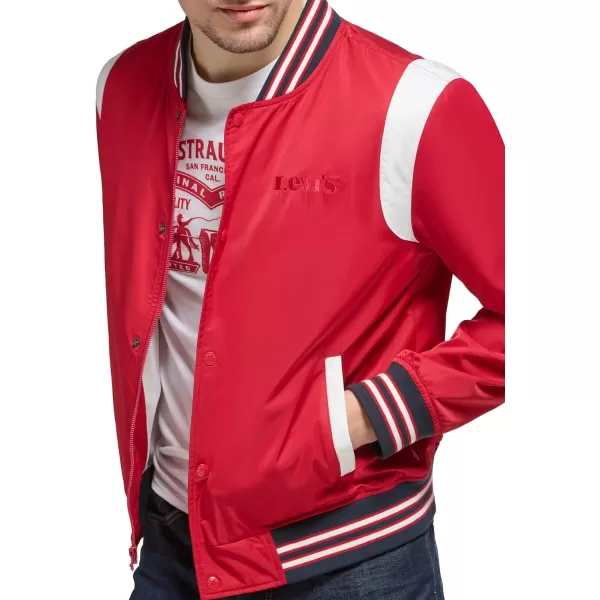 Levis Mens Colorblock Varsity Bomber JacketRed Racer Stripe