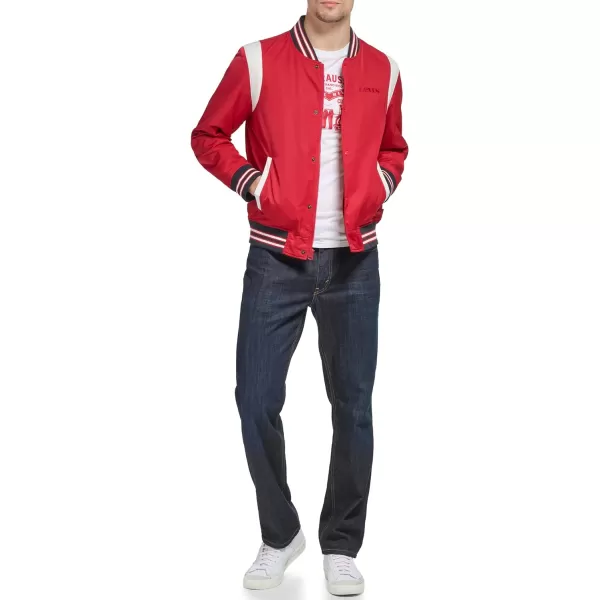 Levis Mens Colorblock Varsity Bomber JacketRed Racer Stripe