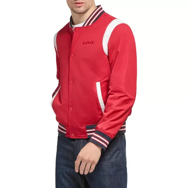 Levis Mens Colorblock Varsity Bomber JacketRed Racer Stripe