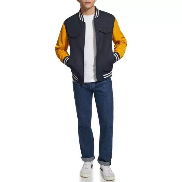 Levis Mens Colorblock Varsity Bomber JacketYellow Colorblock