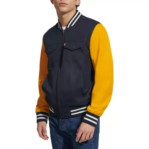 Levis Mens Colorblock Varsity Bomber JacketYellow Colorblock