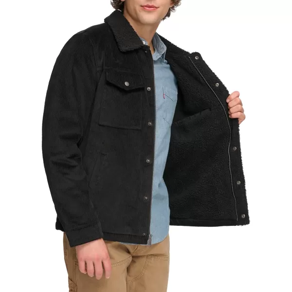 Levis Mens Corduroy Sherpa Trucker JacketBlack Wide Wale