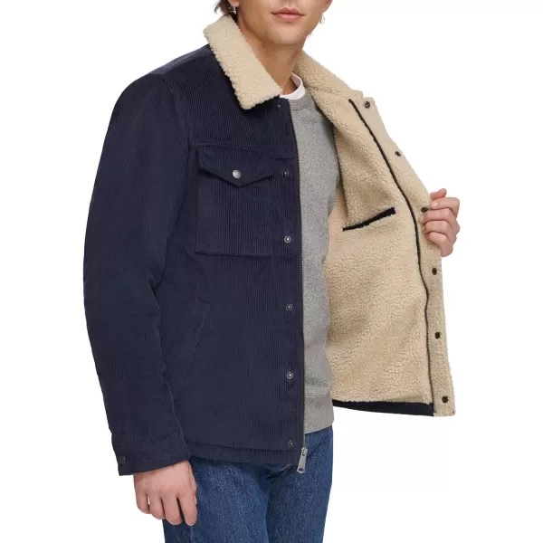 Levis Mens Corduroy Sherpa Trucker JacketNavy Wide Wale