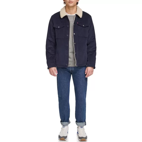 Levis Mens Corduroy Sherpa Trucker JacketNavy Wide Wale