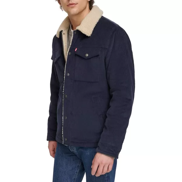 Levis Mens Corduroy Sherpa Trucker JacketNavy Wide Wale