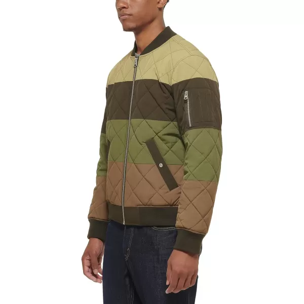 Levis Mens Diamond Quilted Bomber JacketBrown Combo