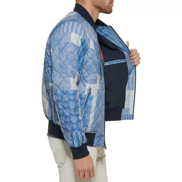 Levis Mens Diamond Quilted Bomber JacketLight Blue Print