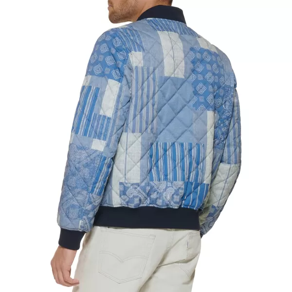 Levis Mens Diamond Quilted Bomber JacketLight Blue Print