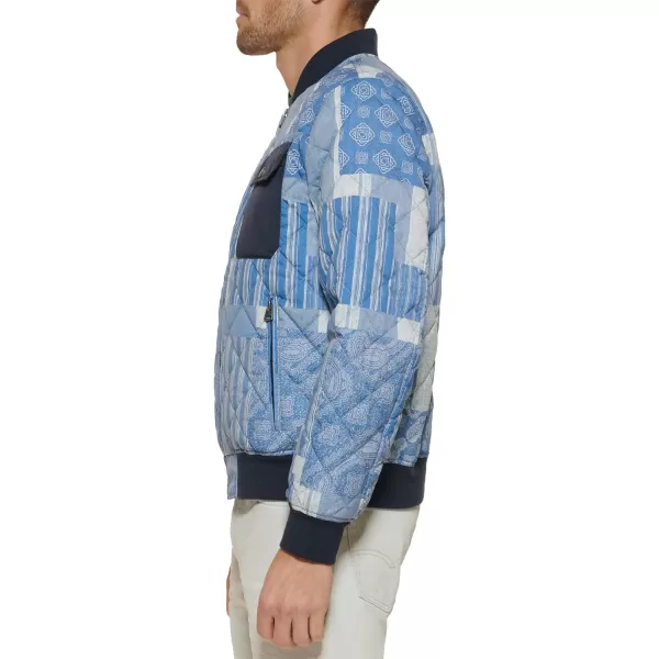 Levis Mens Diamond Quilted Bomber JacketLight Blue Print