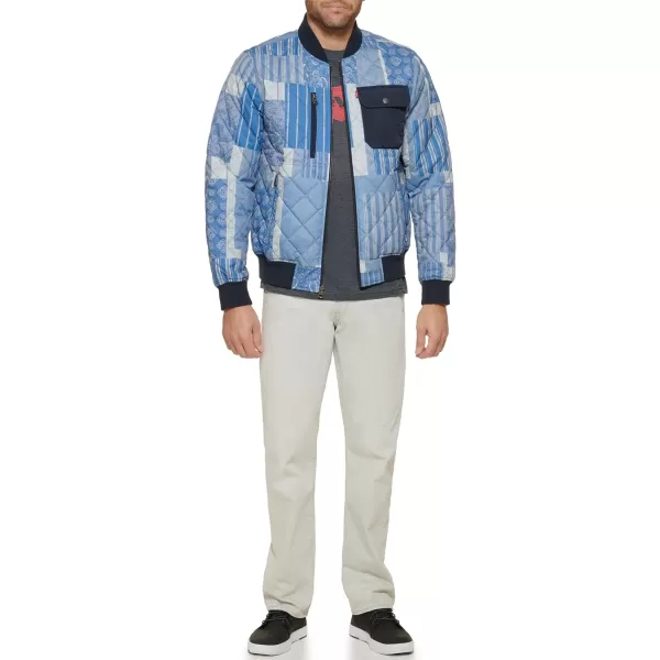 Levis Mens Diamond Quilted Bomber JacketLight Blue Print