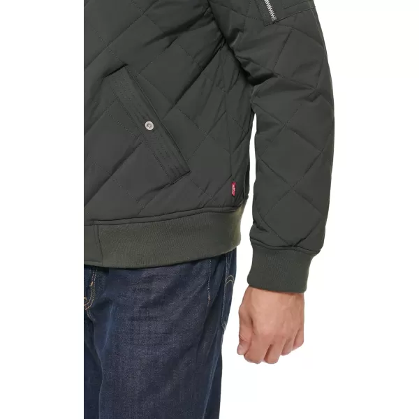 Levis Mens Diamond Quilted Bomber JacketOlive