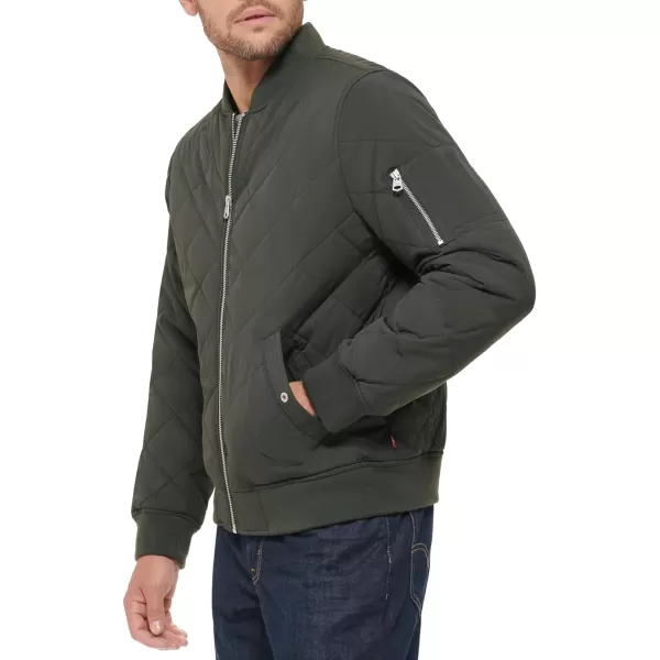 Levis Mens Diamond Quilted Bomber JacketOlive