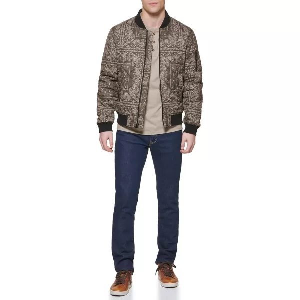 Levis Mens Diamond Quilted Bomber JacketOlive Bandana Print