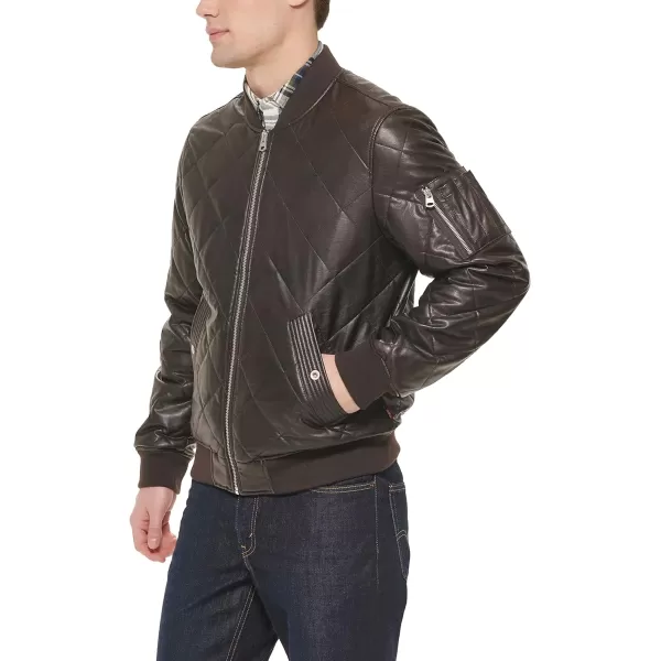 Levis Mens Diamond Quilted Bomber JacketSaddle Faux Leather