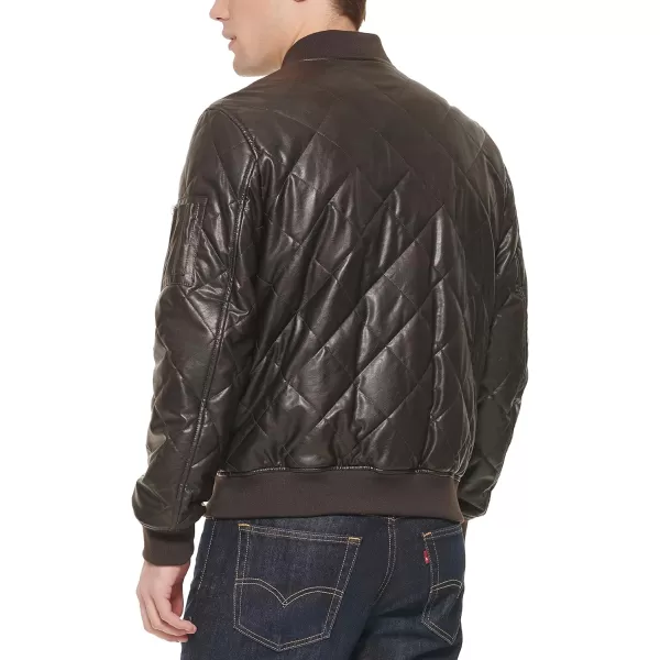 Levis Mens Diamond Quilted Bomber JacketSaddle Faux Leather