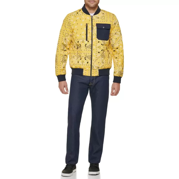 Levis Mens Diamond Quilted Bomber JacketYellow Bandana