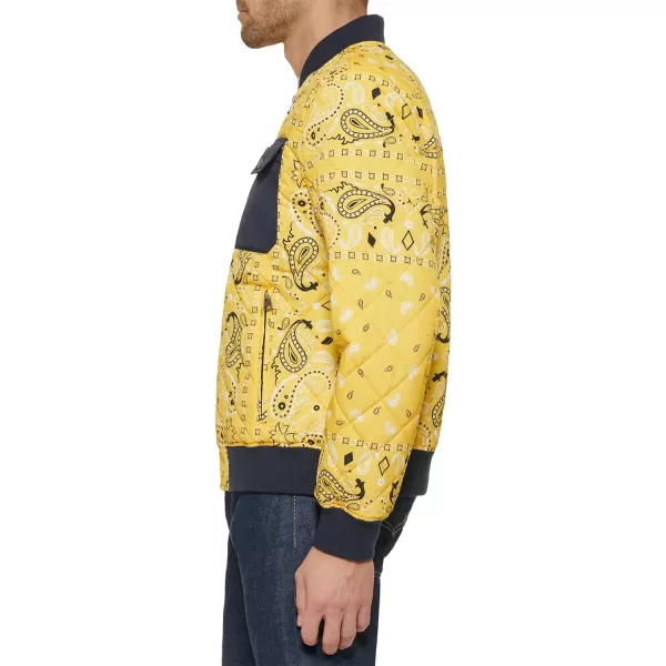 Levis Mens Diamond Quilted Bomber JacketYellow Bandana